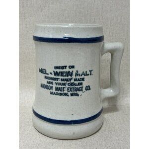 STONEWARE MUG ADVERTISING Madison Wisconsin MALT EXTRACT Antique Vintage